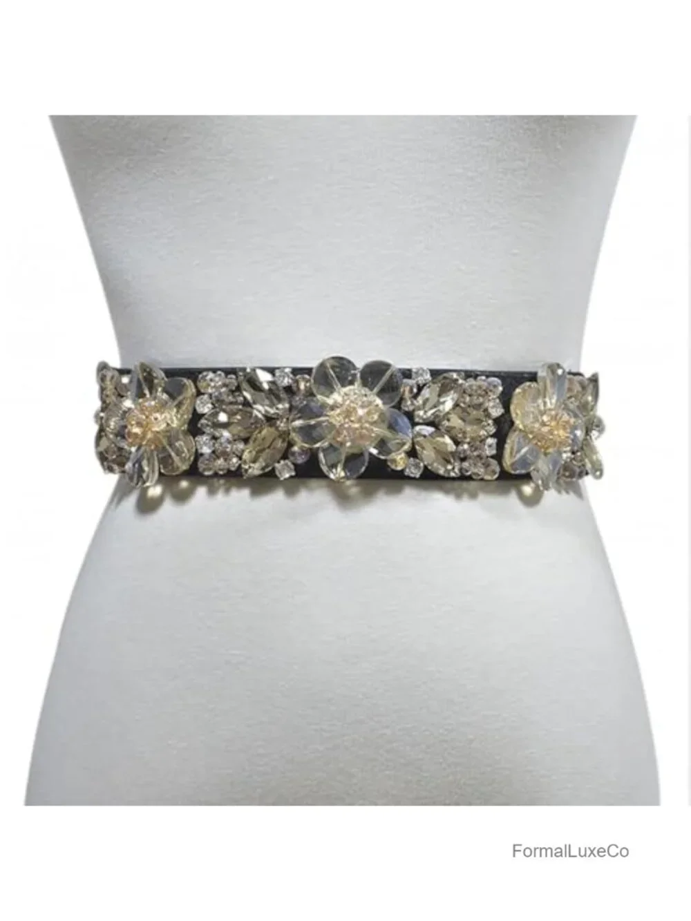 Luxury Crystal Waist Belt Thin Elastic Stretch Belt for Women Wedding Corset